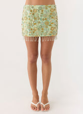 Bliss Beaded Mini Skirt - Lime