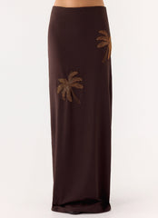 Brienne Beaded Maxi Skirt - Chocolate