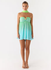 Calantha Scarf Mini Dress - Sea Ombre