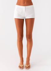 Coastline Cotton Micro Mini Shorts - White