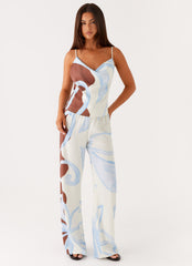 Deacon Low Rise Pants - Bloom Wave Print