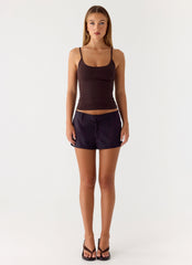 Delong Low Rise Linen Shorts - Black