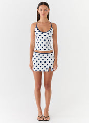 Elliot Mini Skirt - Porcelain Blue Polka Dot