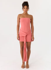 Jiliana Strapless Mini Dress - Coral