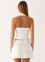 Julien Mid Rise Denim Mini Skirt - Ivory
