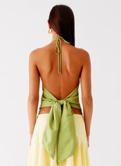 Loreta Beaded Tie Back Top - Jungle Floral