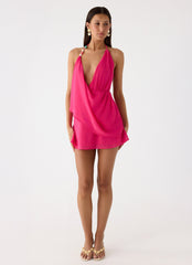 Nona Chiffon Mini Dress - Fuchsia