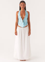 Rio Dreams Cowl Neck Halter Top - Turquoise