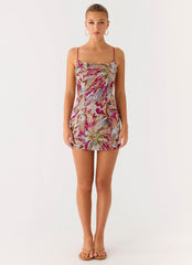 Soul Sound Sequin Mini Dress - Fuchsia Floral Beaded