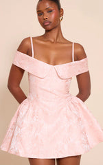 Blush Jacquard Bardot Shift Dress