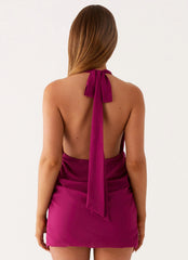Eleanora Plunge Mini Dress - Violetta