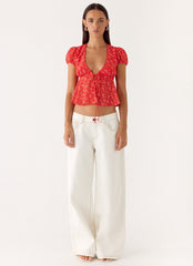 Ailani Top - Magenta Red Rose