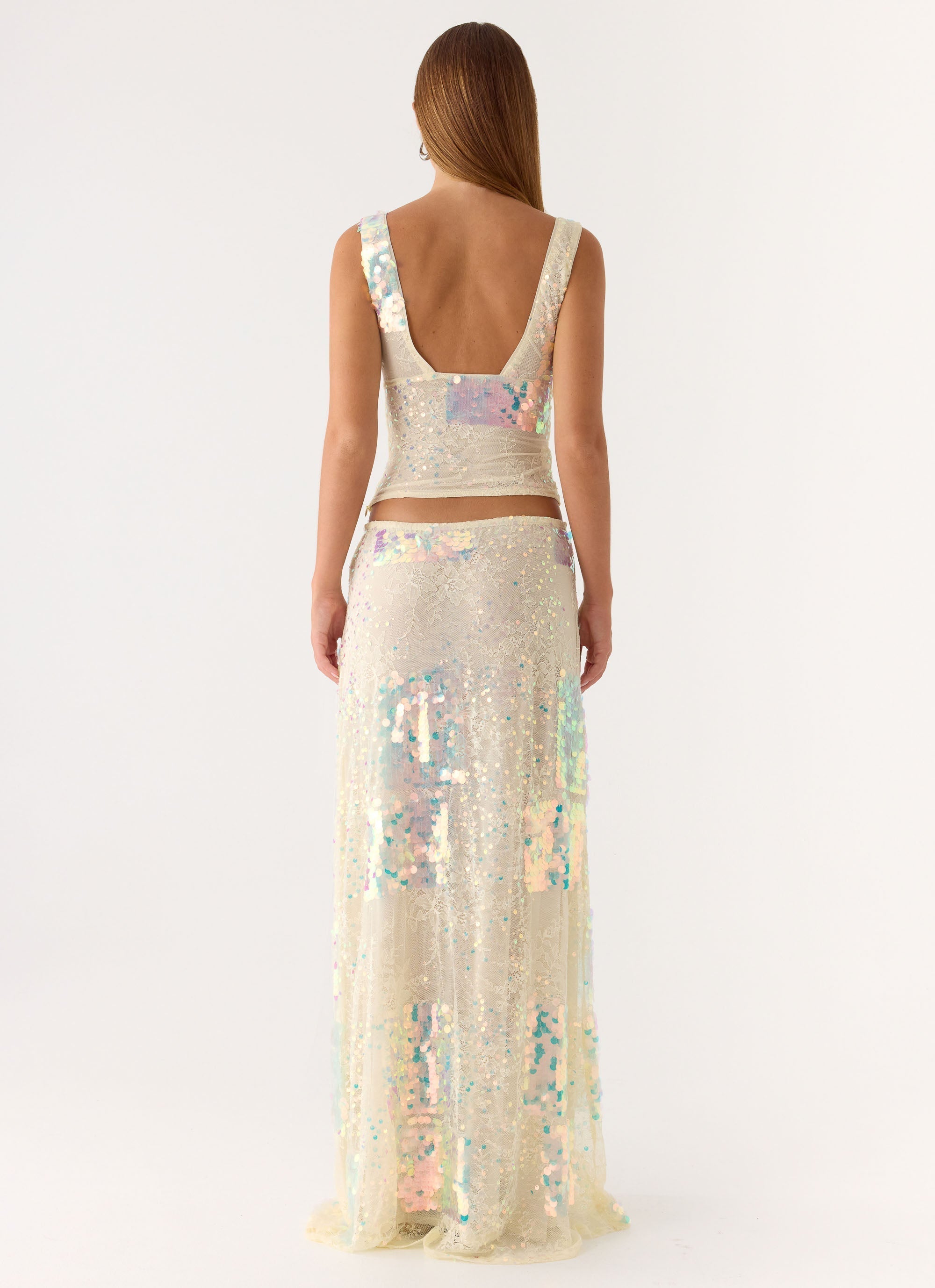 Erinah Sequin Maxi Skirt - Yellow