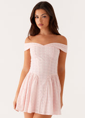 Koa Off Shoulder Mini Dress - Peach