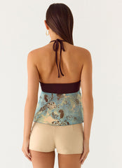 Lyrica Halter Top - Aqua Blur