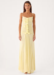 Marcia Flower Maxi Dress - Yellow