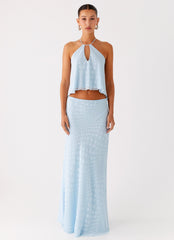 Mena Chiffon Spot Top - Blue