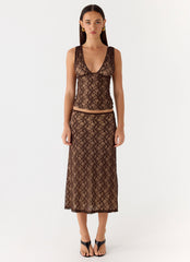 Options Lace Top - Chocolate