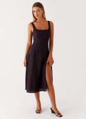 Rowyn Midi Dress - Black Polka Dot
