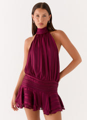 Willow Chiffon Mini Dress - Plum