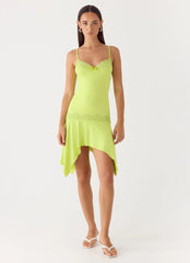 Queen Card Mini Dress - Lime